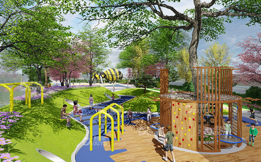 儿童乐园规划设计-无动力公园方案-室外游戏设备-德西亚游乐